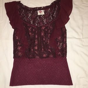 Free People Ruby Sheer Lace Top Sz L